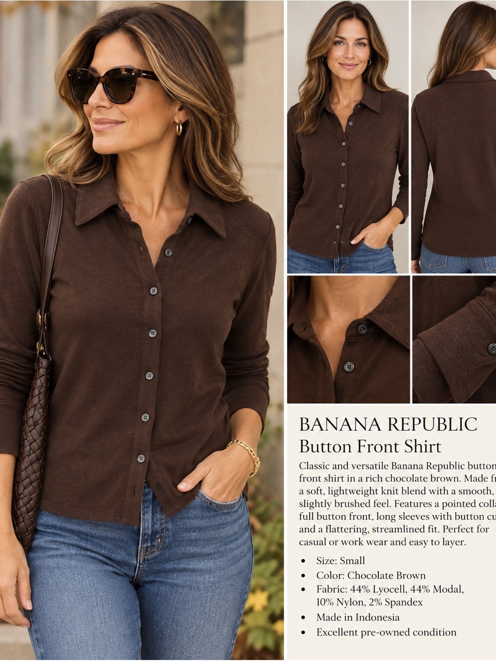 Banana Republic Brown Button Down Shirt Size Small